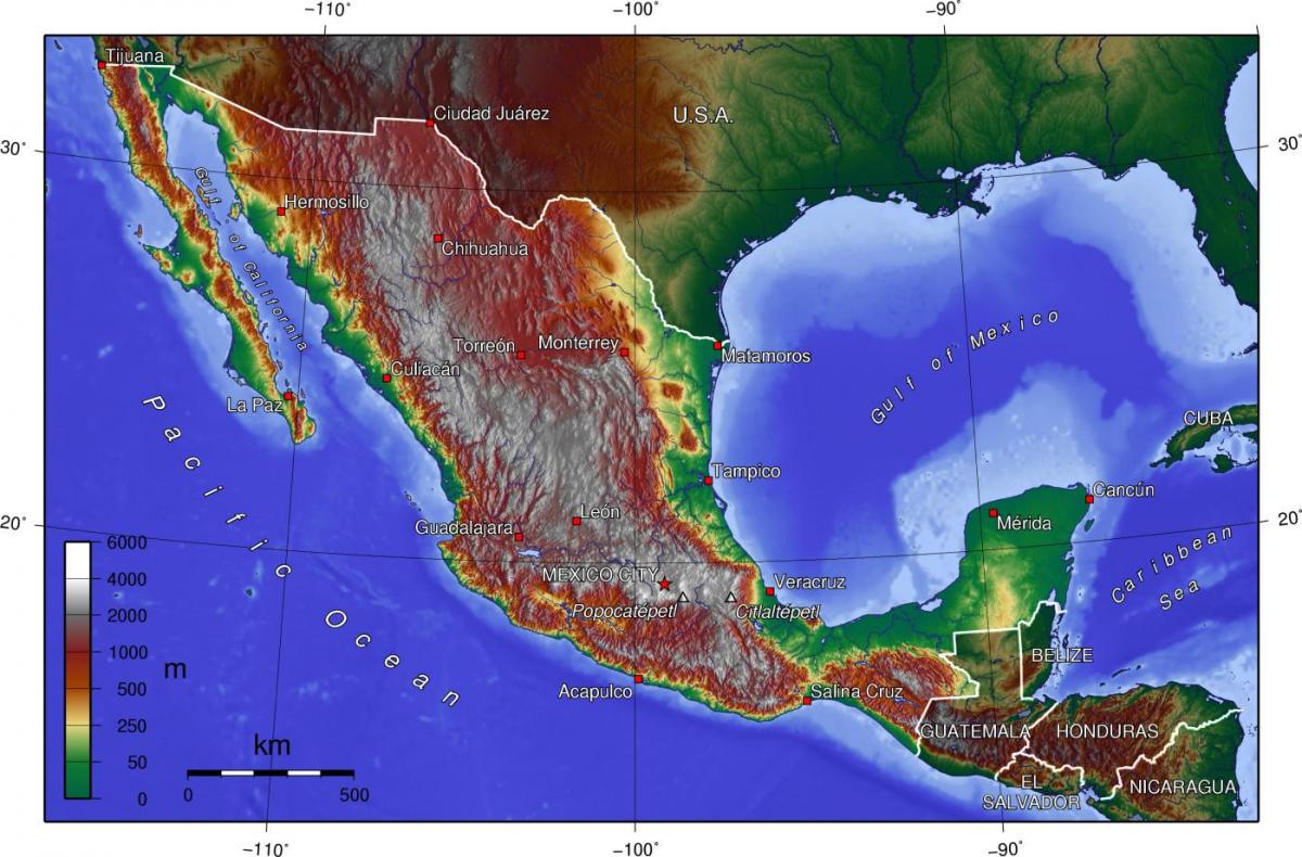 Meksikada topoqrafik xəritə