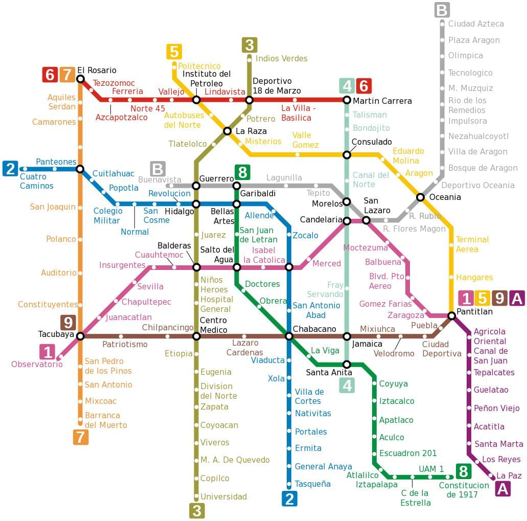 Meksika metro ДФ xəritə